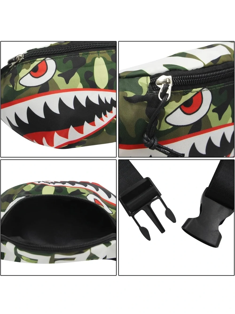 Camo Shark Graphic Waist Bag (Fits size Small/Medium Female)
